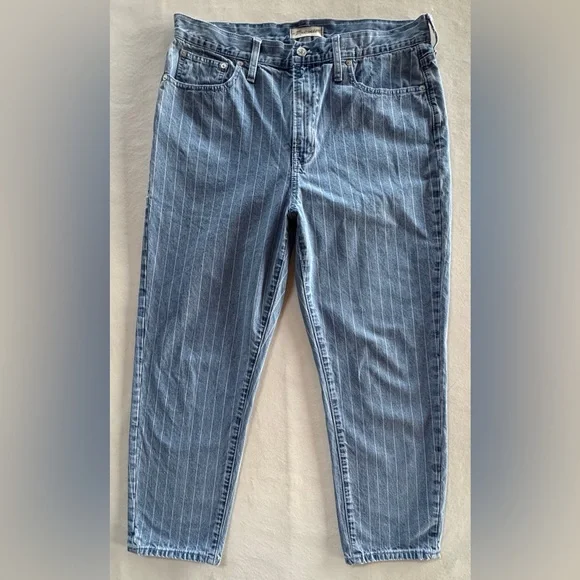 Madewell The Perfect Vintage Crop Jean High-Rise Pinstripe Edition L3915 (32) - Picture 3 of 16